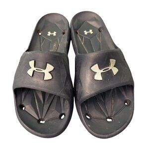 Under Armour Mens M8 Slides Black Slip-On Sandals Lightweight Rubber Casual Wear